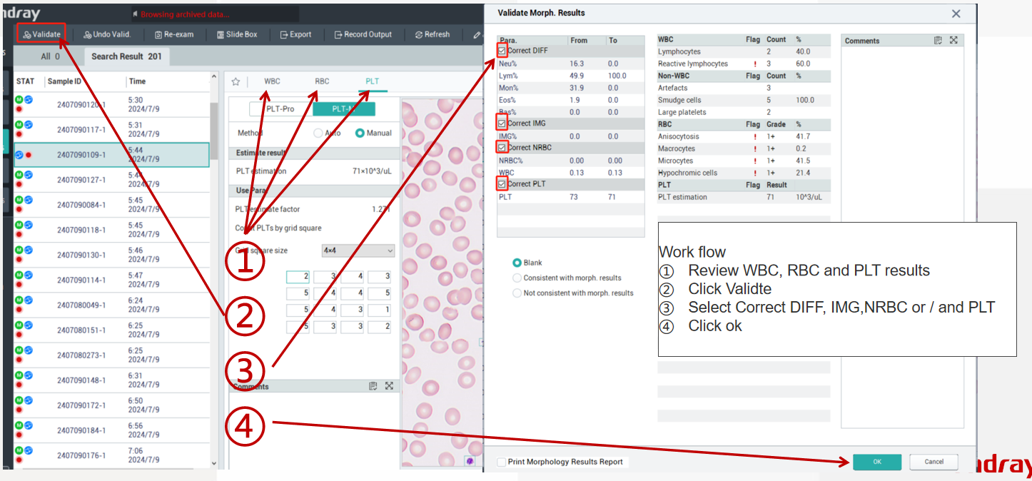 MC-80 results correct the CBC results steps